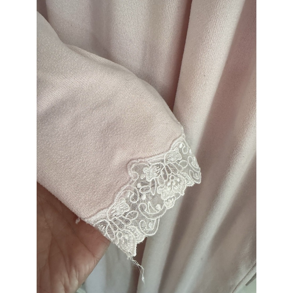 Eileen West Pink Long Sleeve Nightgown Lace Trim Button Front Soft Knit Sz Small - Picture 3 of 8